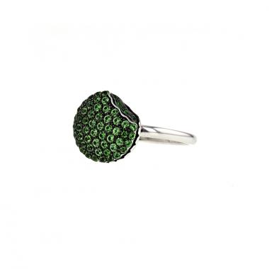 Anello Boucheron Tentation Macaron modello piccolo in oro bianco e Tsavorite