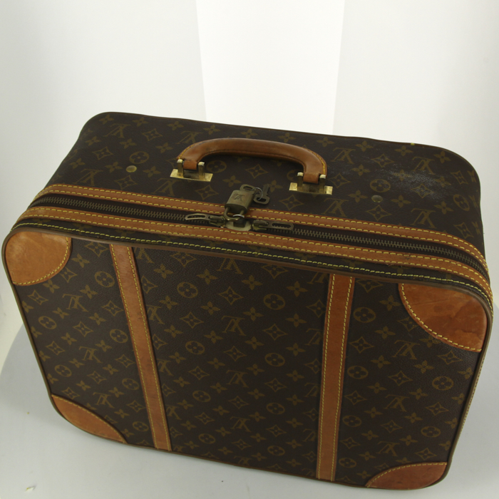 Bolso de mano Louis Vuitton en lona Monogram y cuero natural - Detail D3