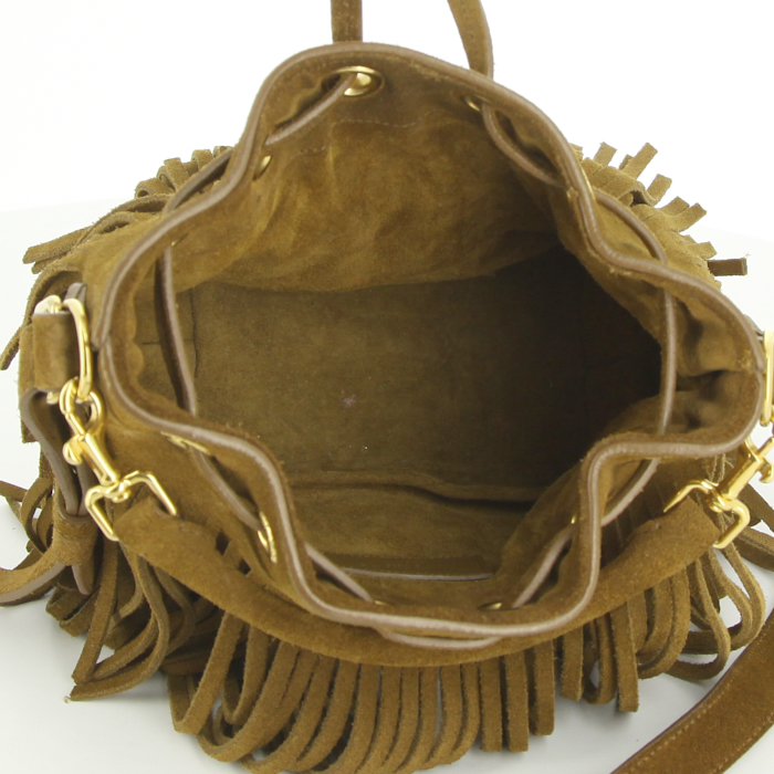 Borsa a secchiello Saint Laurent Emmanuelle in camoscio marrone - Detail D3