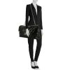 Bolso de fin de semana Chanel 2.55 en lona acolchada negra - Detail D1 thumbnail