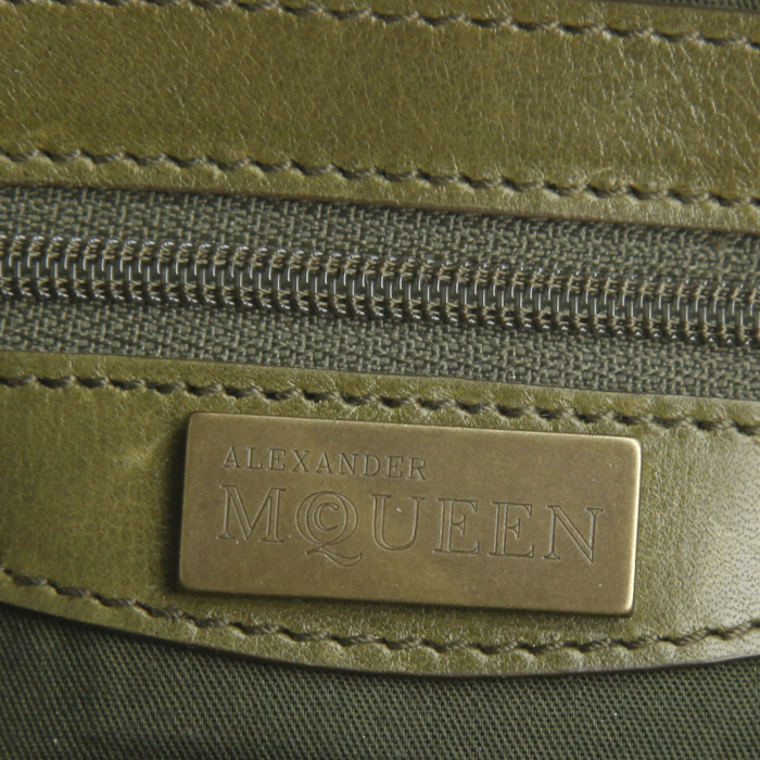 Borsa da spalla o a mano Alexander McQueen in pelle verde kaki - Detail D3