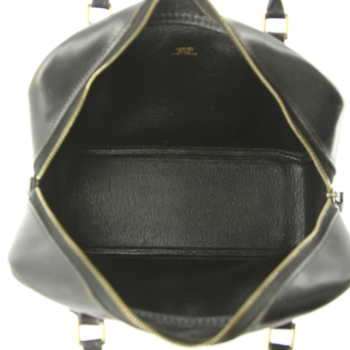 Bolso de mano Hermes Plume modelo pequeño en cuero box negro - Detail D2