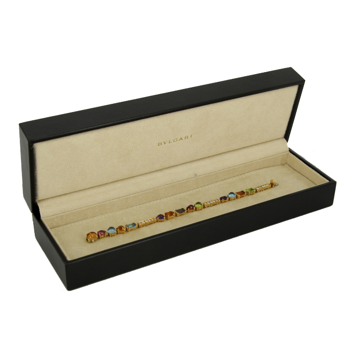 Bracelet articulé Bulgari Allegra en or jaune,  diamants et pierres de couleurs - Detail D2