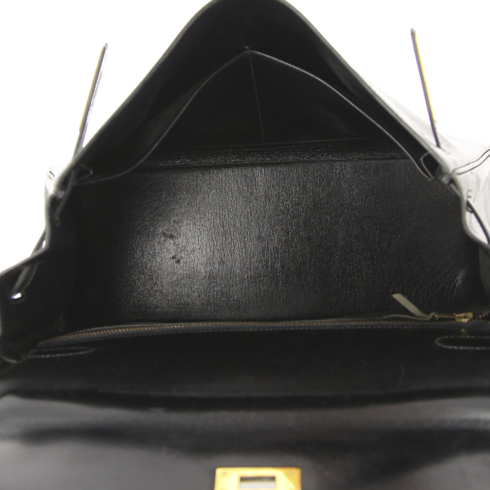 Hermes Kelly 32 cm handbag in black box leather - Detail D3