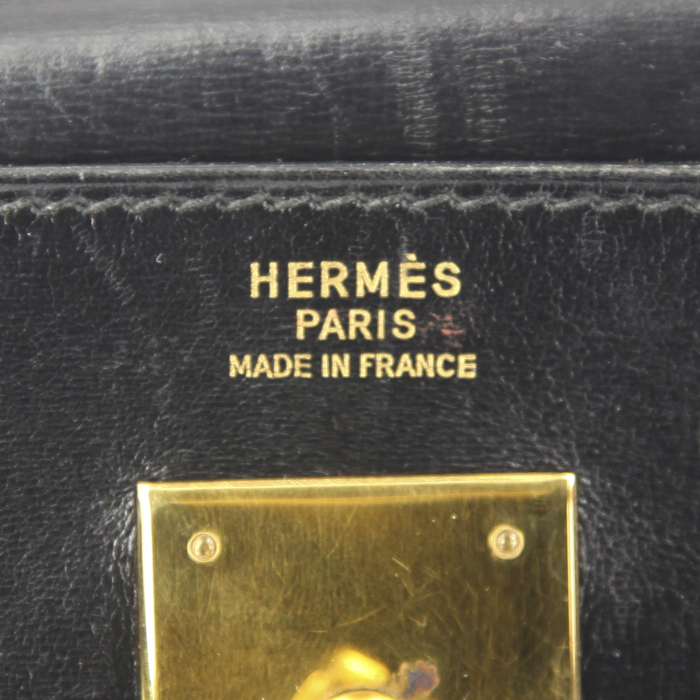 Bolso de mano Hermes Kelly 32 cm en cuero box negro - Detail D4