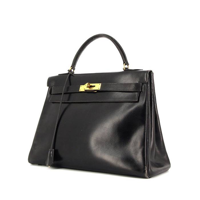 Sac à main Hermes Kelly 32 cm en cuir box noir