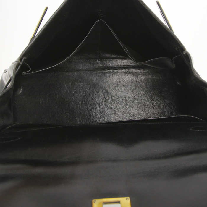 Sac à main Hermes Kelly 32 cm en cuir box noir - Detail D2