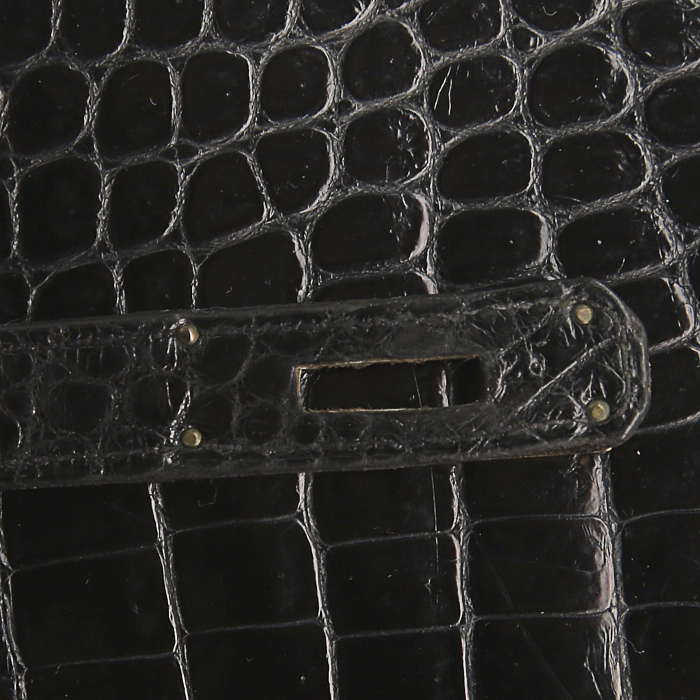 Bolso de mano Hermes Kelly 32 cm en cocodrilo porosus negro - Detail D4