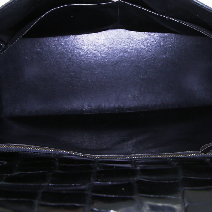 Borsa Hermes Kelly 32 cm in coccodrillo marino nero - Detail D3
