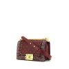 Chanel Boy shoulder bag in burgundy quilted leather and grey tweed - 00pp thumbnail