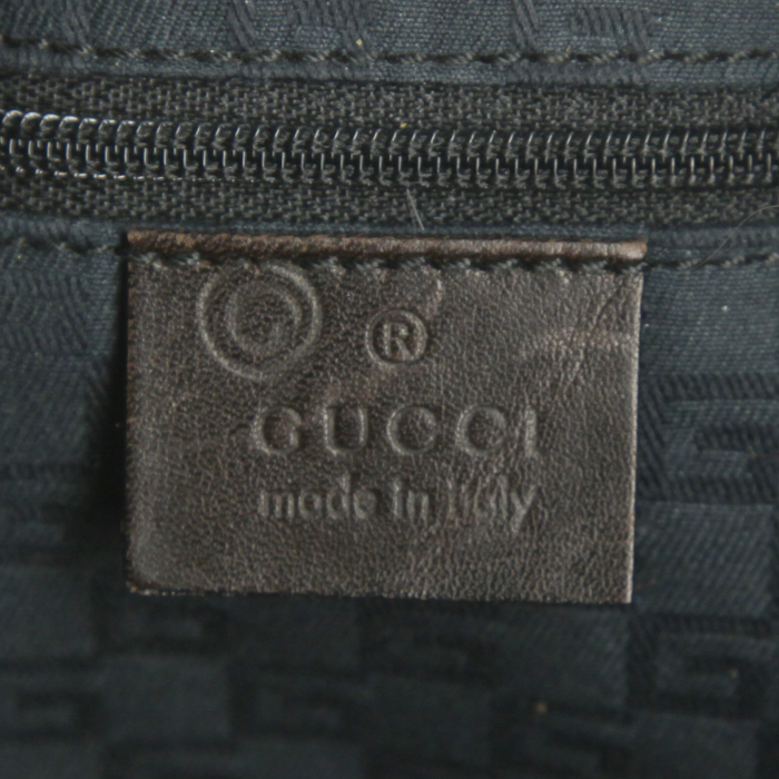 Gucci handbag in black suede and dark brown leather - Detail D3