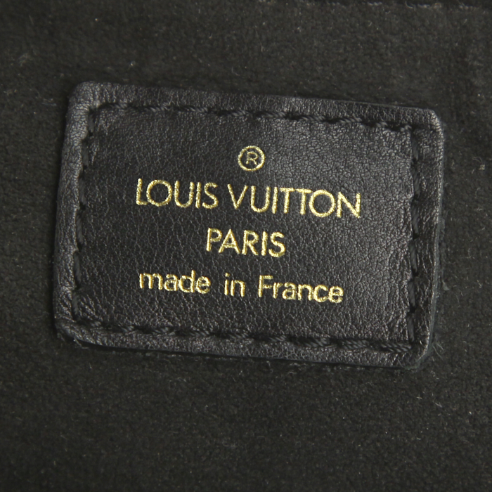 Bolso de fin de semana Louis Vuitton Stephen en cuero monogram huella degradado marrón Brulé y charol negro - Detail D4