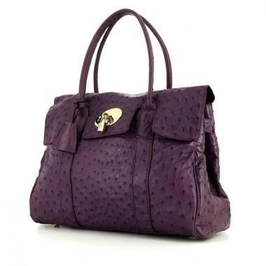 Bolso para llevar al hombro o en la mano Mulberry Bayswater en avestruz violeta