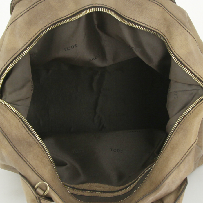 Bolso de mano Tod's D-Bag en cuero color topo - Detail D2