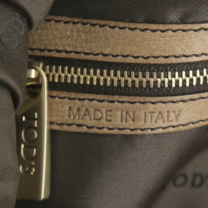 Tod's D-Bag handbag in taupe leather - Detail D3