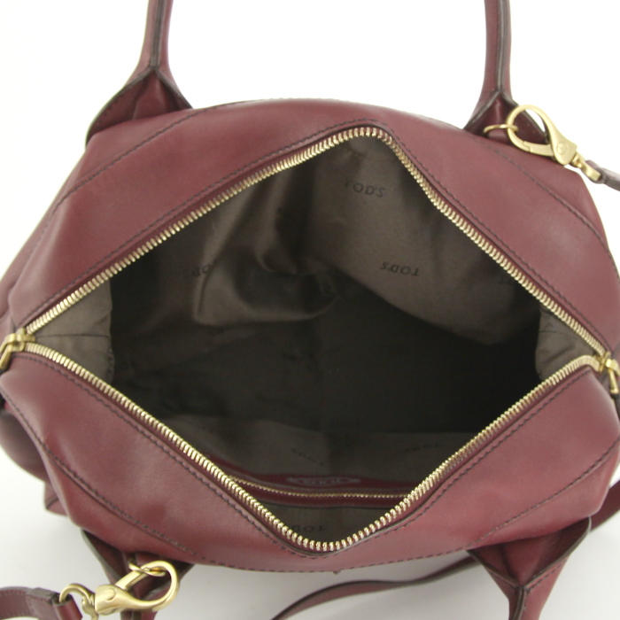 Bolso de mano Tod's D-Bag en cuero color burdeos - Detail D3