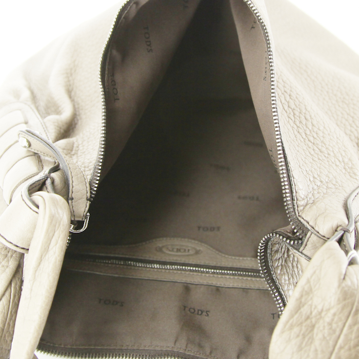 Sac cabas Tod's Ivy en cuir grainé étoupe - Detail D2