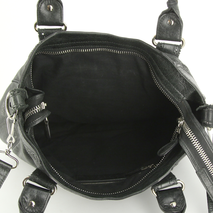 Balenciaga Velo handbag in black leather and black leather - Detail D3
