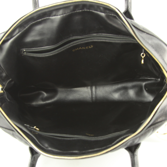 Chanel Vintage document holder in black grained leather - Detail D2