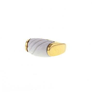 Bulgari Tronchetto ring in yellow gold and ceramic