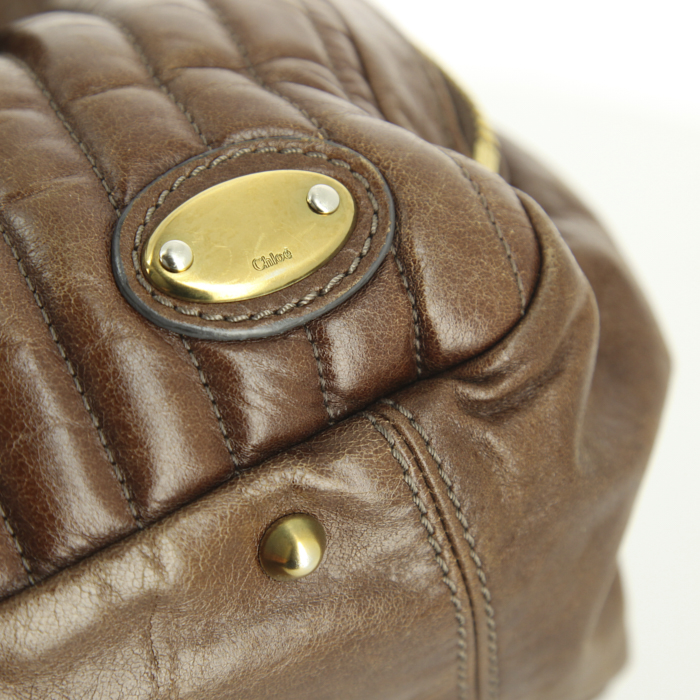 Chloé Bay handbag in brown leather - Detail D4