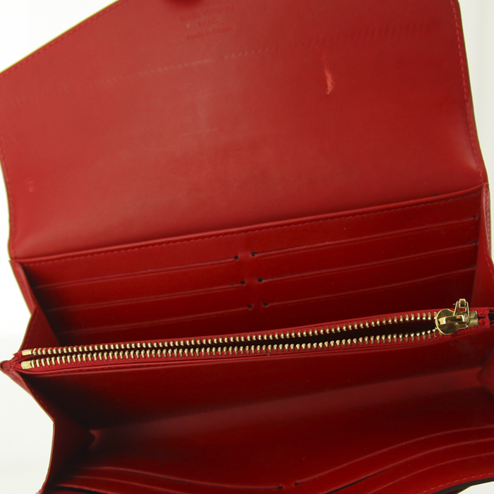 Billetera Louis Vuitton en charol Monogram dos tonos rojo y rosa - Detail D2