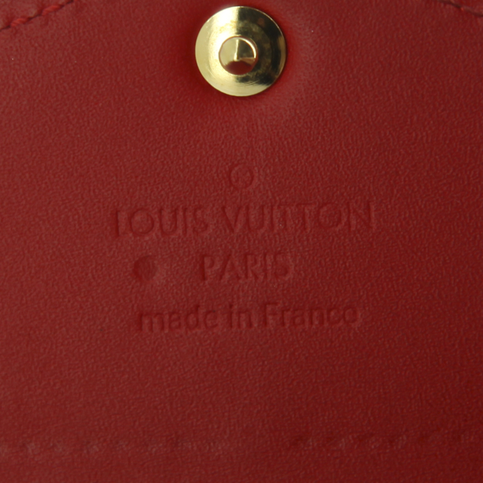 Portefeuille Louis Vuitton en cuir vernis monogram deux tons rouge et rose - Detail D3