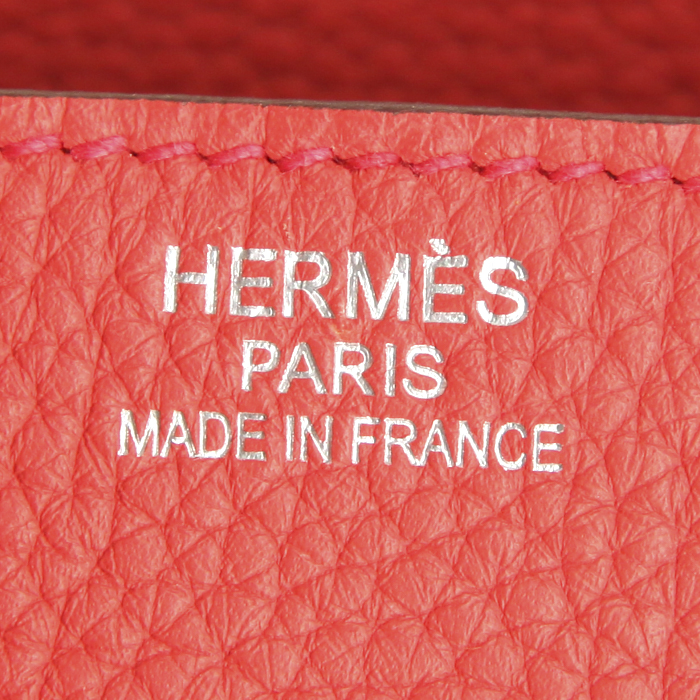 Hermes Birkin 35 cm handbag in pink togo leather - Detail D4