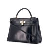 Hermes Kelly 32 cm handbag in dark blue box leather - 00pp thumbnail