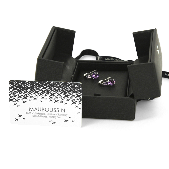Mauboussin Extrêmement Libre et Sensuel earrings in white gold and amethysts - Detail D2