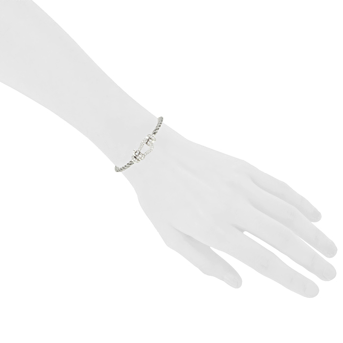 Fred Force 10 large model bracelet in white gold,  stainless steel and diamonds - Detail D1