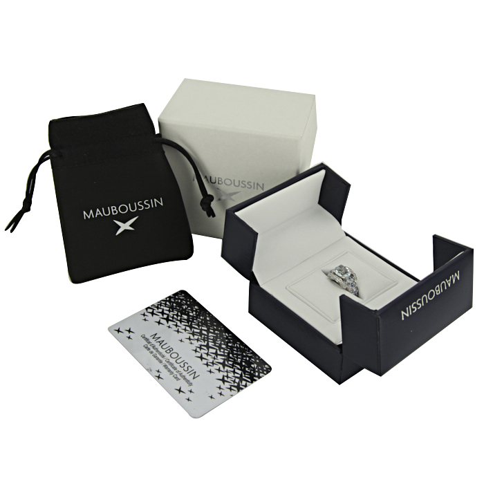 Anello Mauboussin Eternité élégance in oro bianco,  diamanti e zaffiri e acquamarina - Detail D2