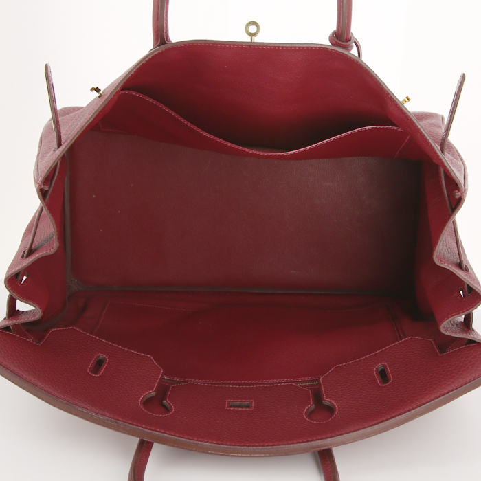 Sac à main Hermes Birkin 40 cm en cuir Fjord rouge - Detail D2