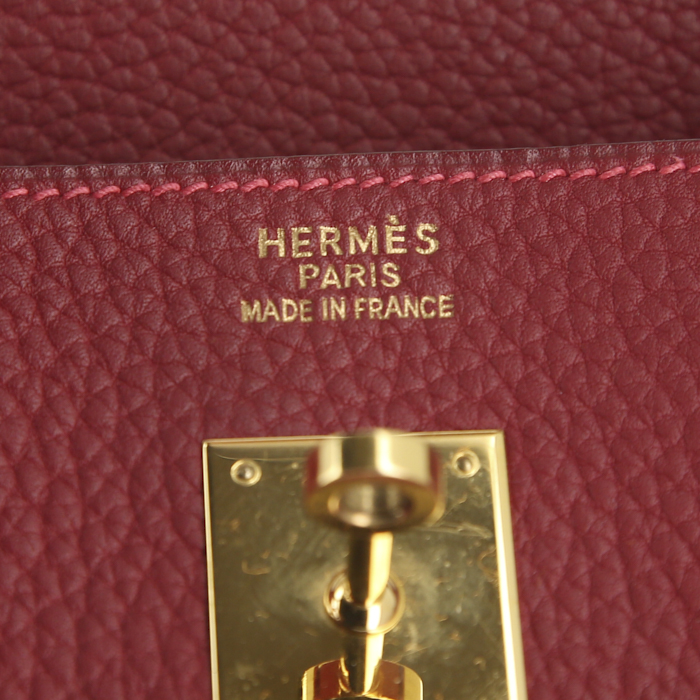 Borsa Hermes Birkin 40 cm in pelle Fjord rossa - Detail D3