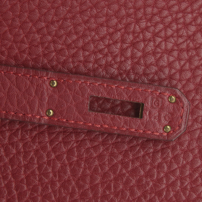 Bolso de mano Hermes Birkin 40 cm en cuero Fjord rojo - Detail D4