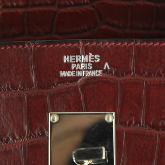 Borsa Hermes Birkin Shoulder in coccodrillo marino rosso - Detail D3