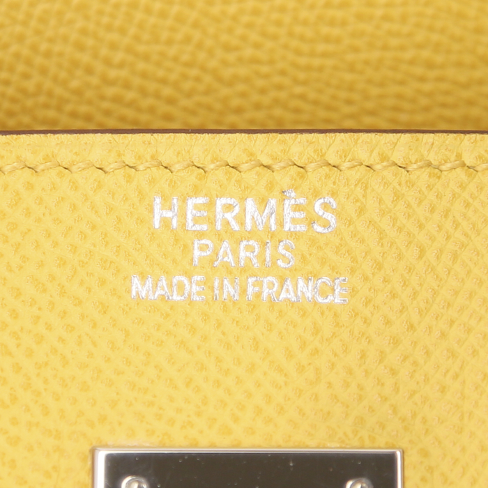 Bolso de mano Hermes Birkin 35 cm en cuero epsom amarillo Soleil - Detail D3