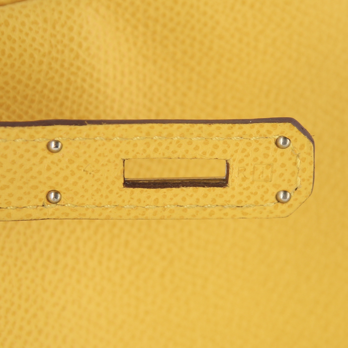 Bolso de mano Hermes Birkin 35 cm en cuero epsom amarillo Soleil - Detail D4