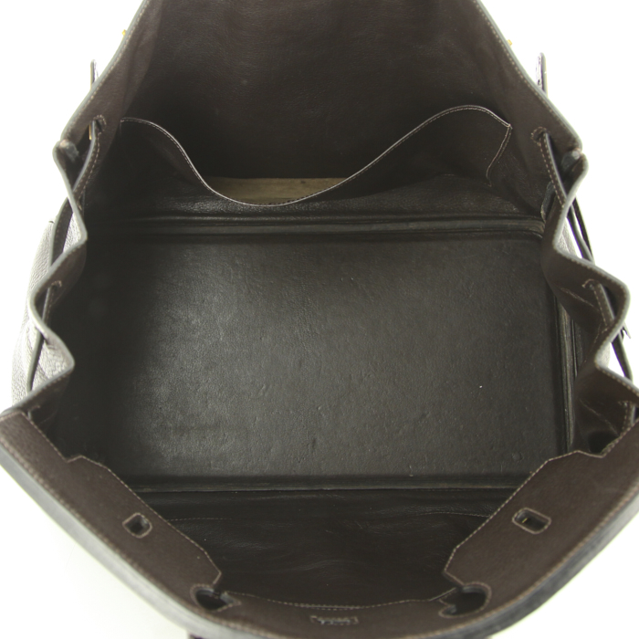 Borsa Hermes Birkin 40 cm in pelle taurillon clemence marrone - Detail D2