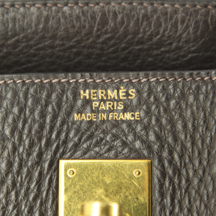 Borsa Hermes Birkin 40 cm in pelle taurillon clemence marrone - Detail D3