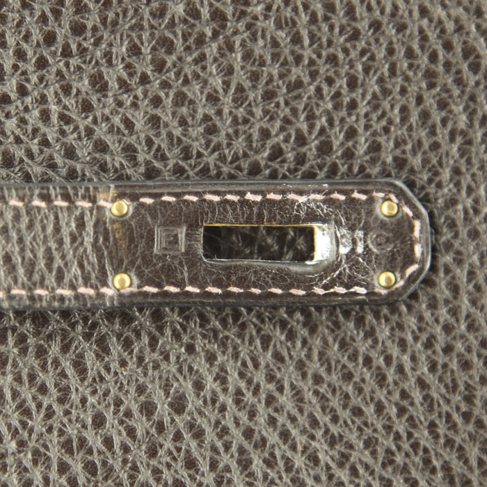 Bolso de mano Hermes Birkin 40 cm en cuero taurillon clémence marrón - Detail D4