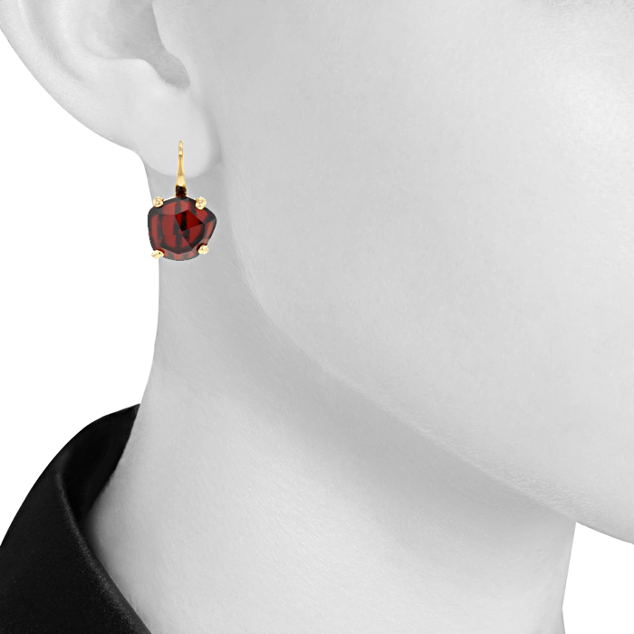 Pomellato Lola earrings in yellow gold and garnets - Detail D1