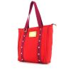 Shopping bag Louis Vuitton Antigua in tela rossa e malva - 00pp thumbnail