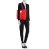 Louis Vuitton Antigua shopping bag in red and mauve canvas - Detail D1 thumbnail