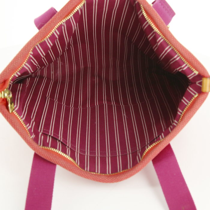 Louis Vuitton Antigua shopping bag in red and mauve canvas - Detail D2