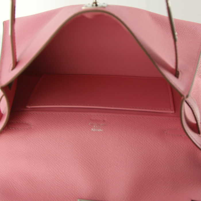 Hermes Kelly - Pocket Hand pouch in varnished pink epsom leather - Detail D2