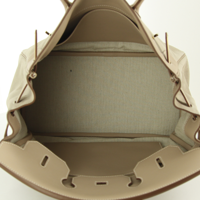 Bolso de mano Hermes Birkin Grizzly 35 cm en cuero swift beige y ante beige - Detail D2