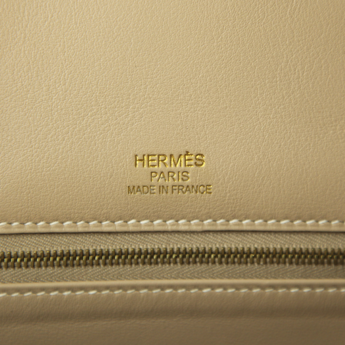 Sac à main Hermes Birkin Grizzly 35 cm en cuir Swift beige et daim beige - Detail D3