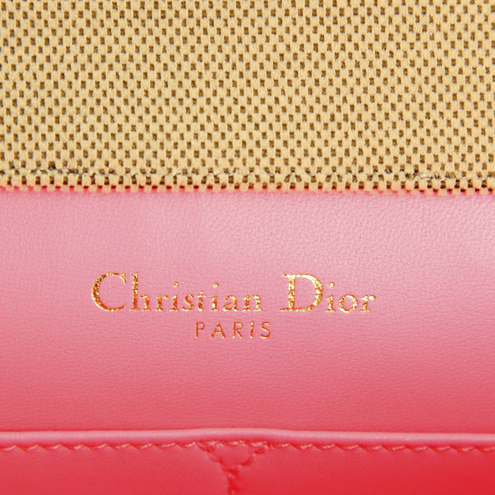 Dior Diorama handbag in pink and beige monogram canvas and burgundy velvet - Detail D4