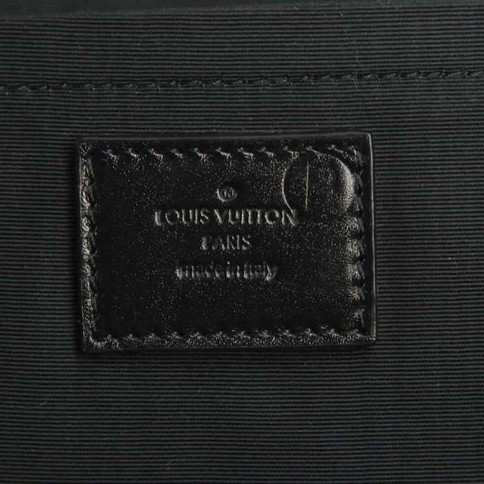 Borsa Louis Vuitton Louis Vuitton Editions Limitées modello grande in tela con stampa a motivi nera e beige e pelle nera - Detail D3